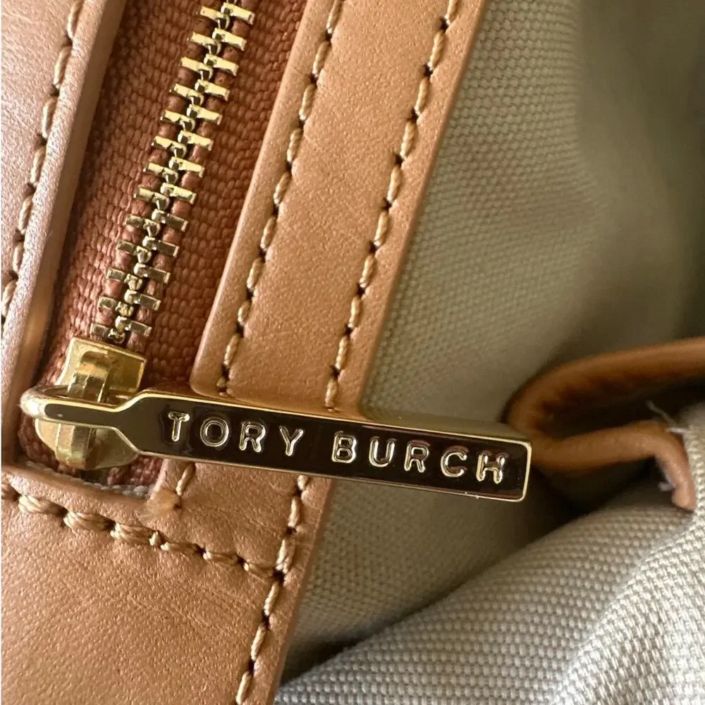 Tory Burch Stacked T Striped Canvas Tote Bag